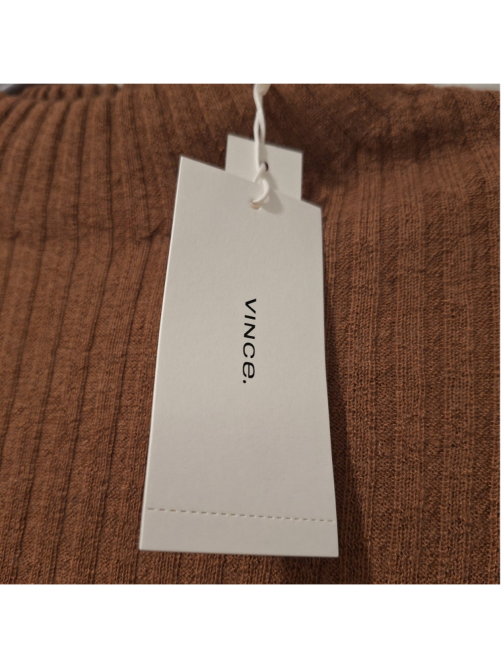 NWT Vince Sweater Womens S Brown Cashmere Silk Mock Neck Ribbed Knit Pullover - Picture 4 of 10